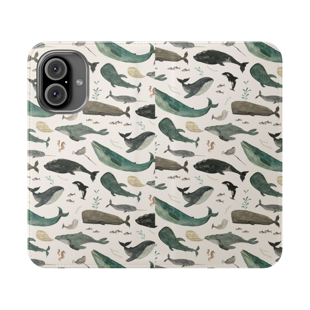 Whale Song Flip Cover Phone Case with Vibrant Underwater Scene