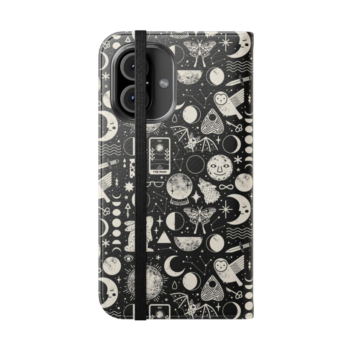 Flip phone case with a celestial lunar eclipse pattern design - Folded Front