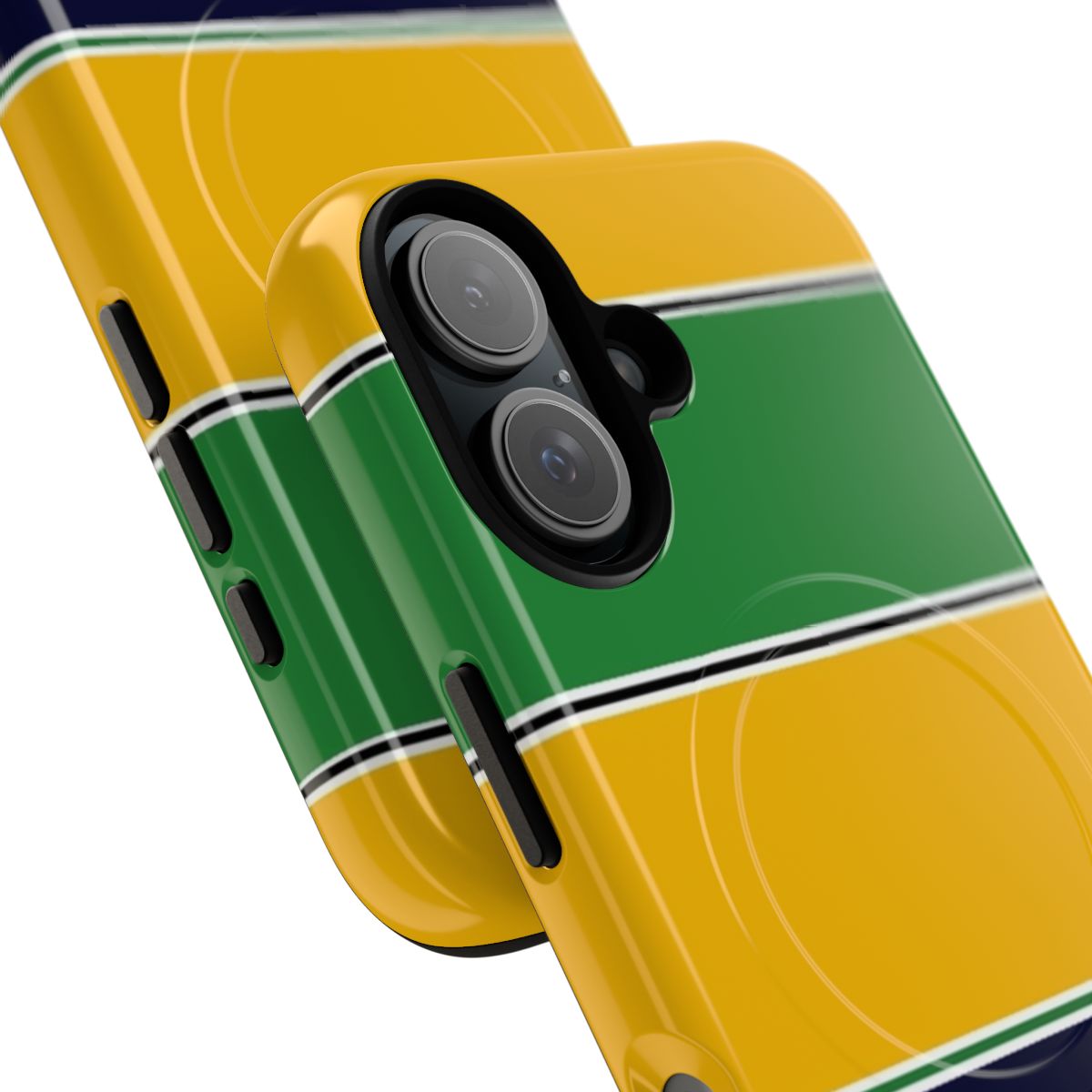 Ayrton Senna-inspired magnetic tough phone case with color scheme design - Detail