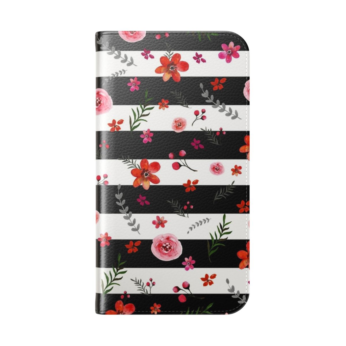 Watercolor floral phone case cover with vibrant flowers and leaves - Folded Back