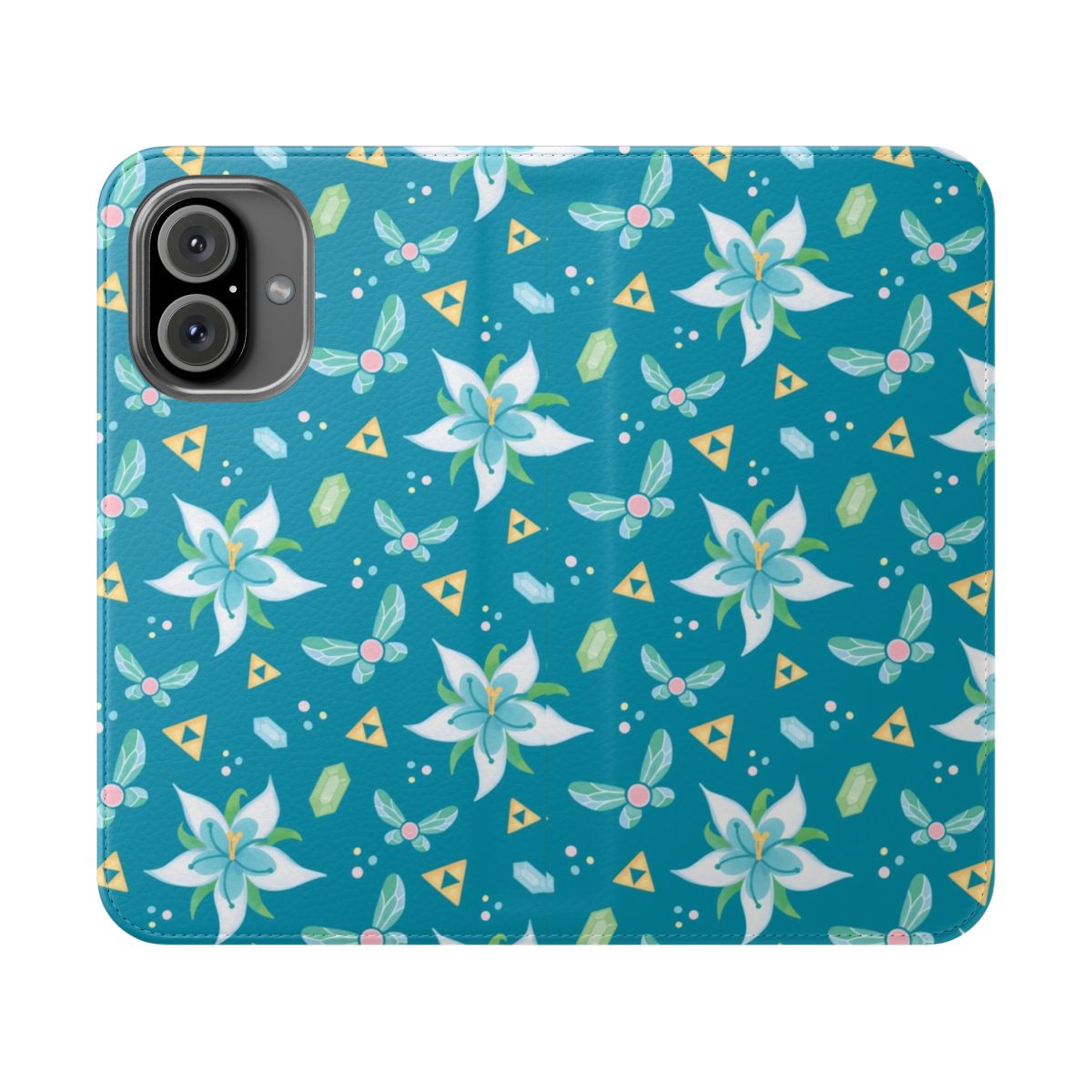 Enchanting blue floral phone case with a silent princess pattern, inspired by The Legend of Zelda video game series.