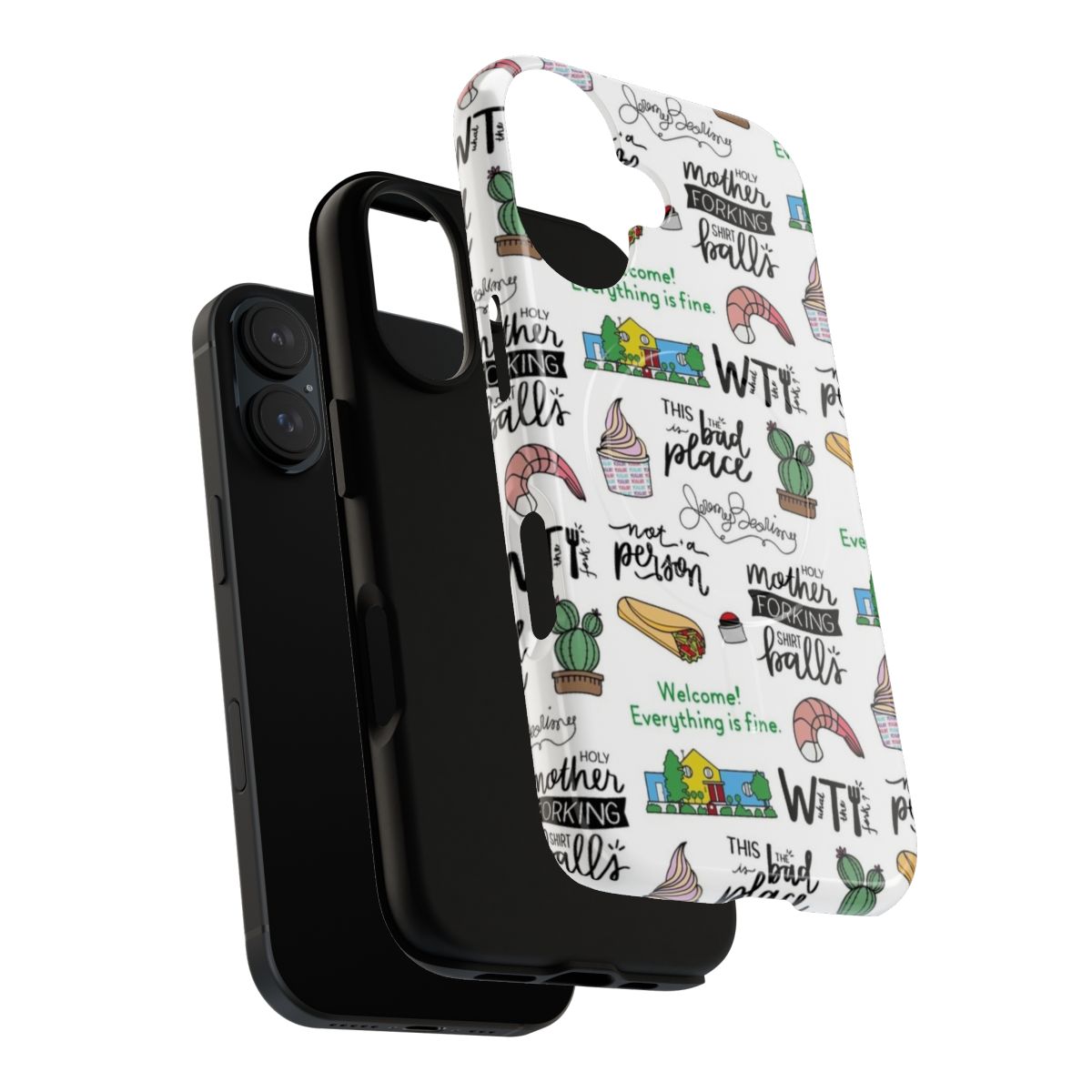 Magnetic tough phone case featuring artwork and designs inspired by the TV show The Good Place - Layers