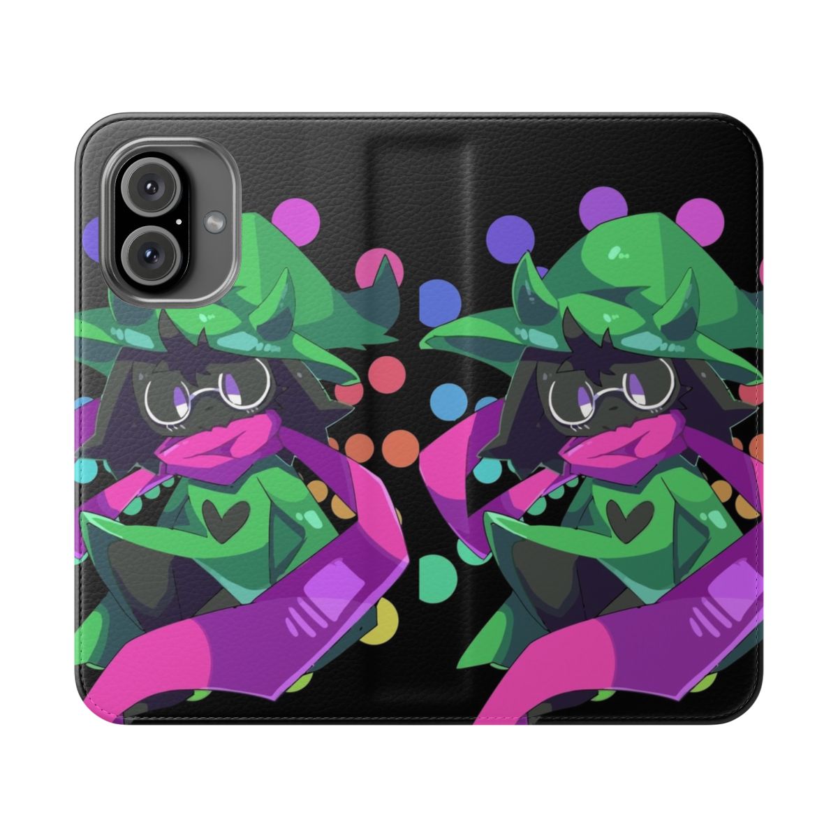 Deltarune Ralsei themed flip cover phone case with character art and protective design