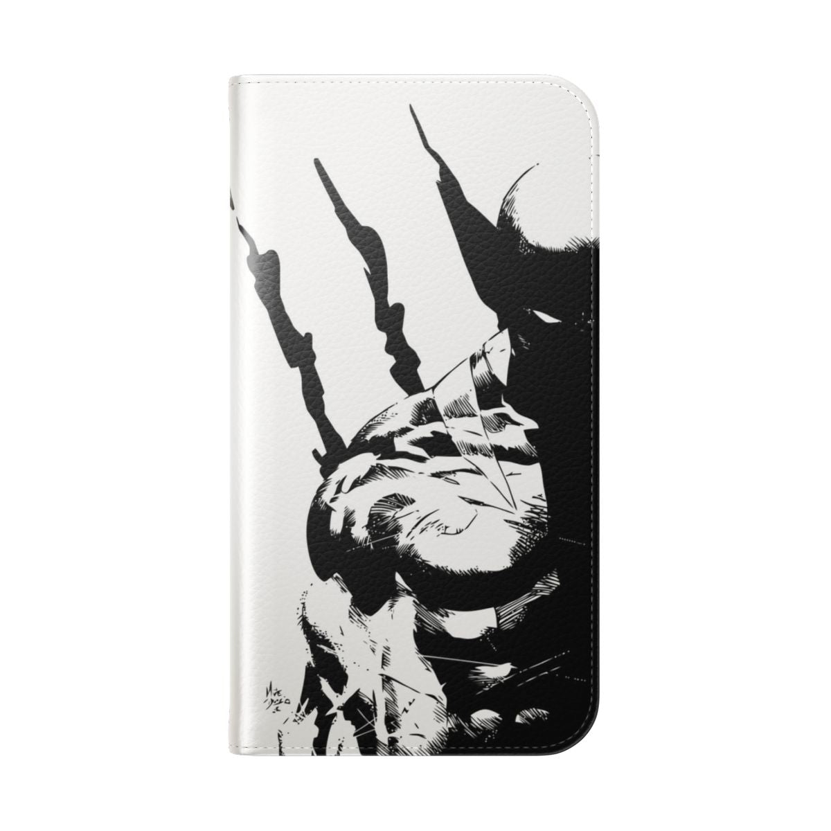 Flip cover phone case featuring a superhero-inspired design - Folded Back