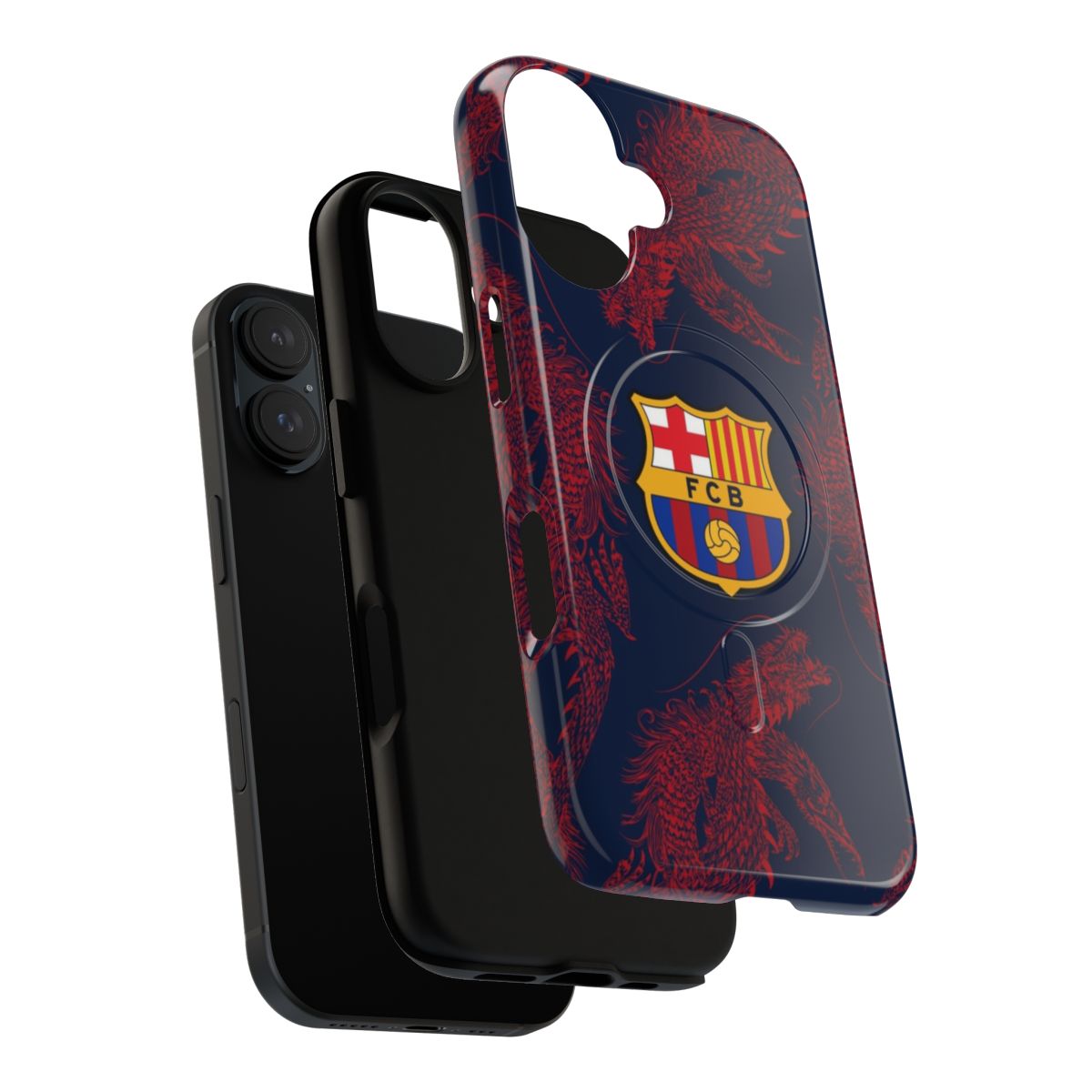 Vibrant blue and red dragons magnetic tough phone case for FC Barcelona soccer fans - Layers