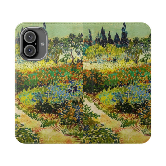 Vibrant phone case featuring the iconic "Garden at Arles" painting by renowned impressionist artist Vincent Van Gogh