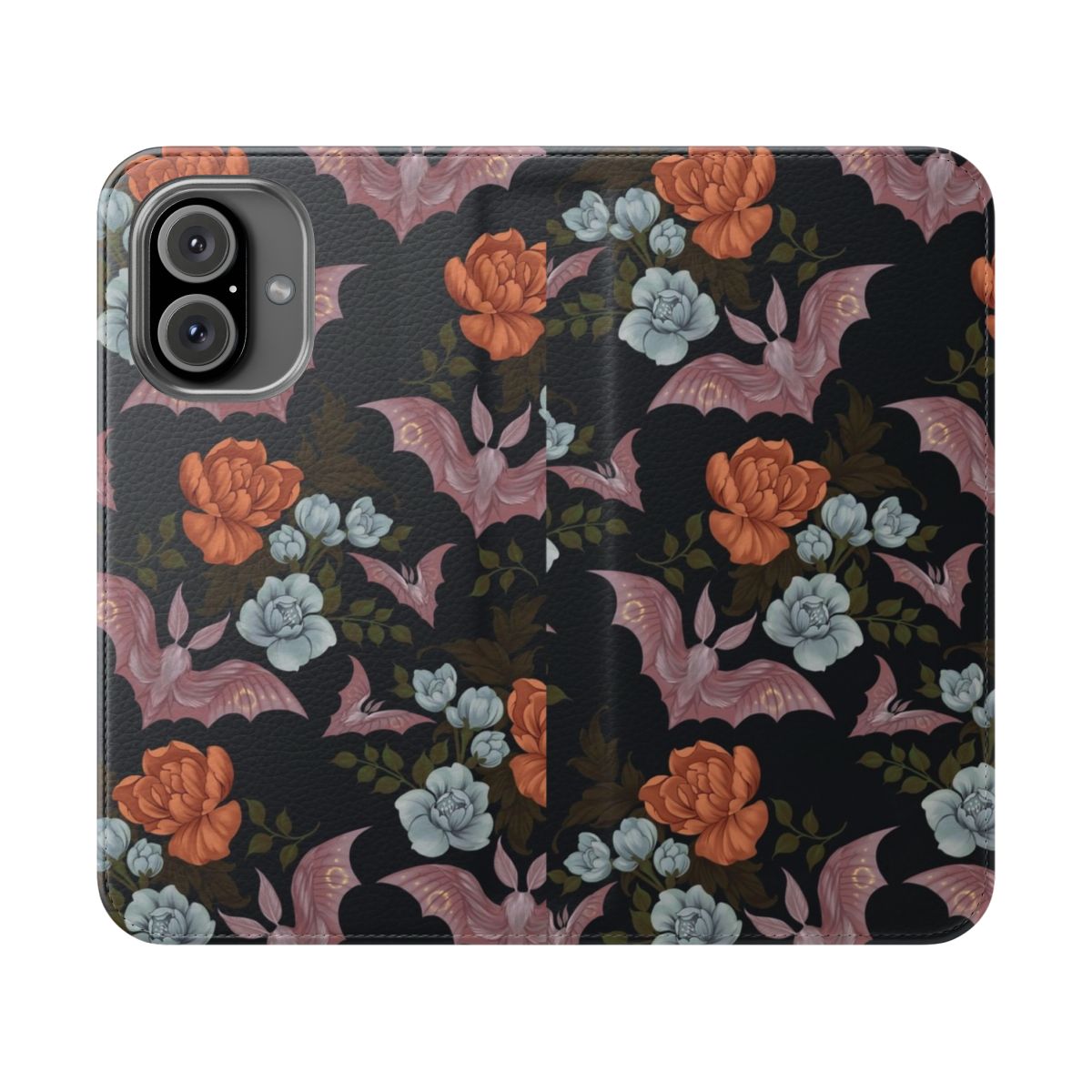 Vintage botanical phone case featuring delicate moths and night flowers