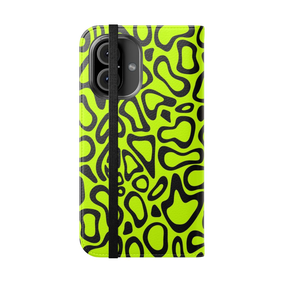 Lando Norris inspired black flip cover phone case with 2024 helmet pattern design - Folded Front