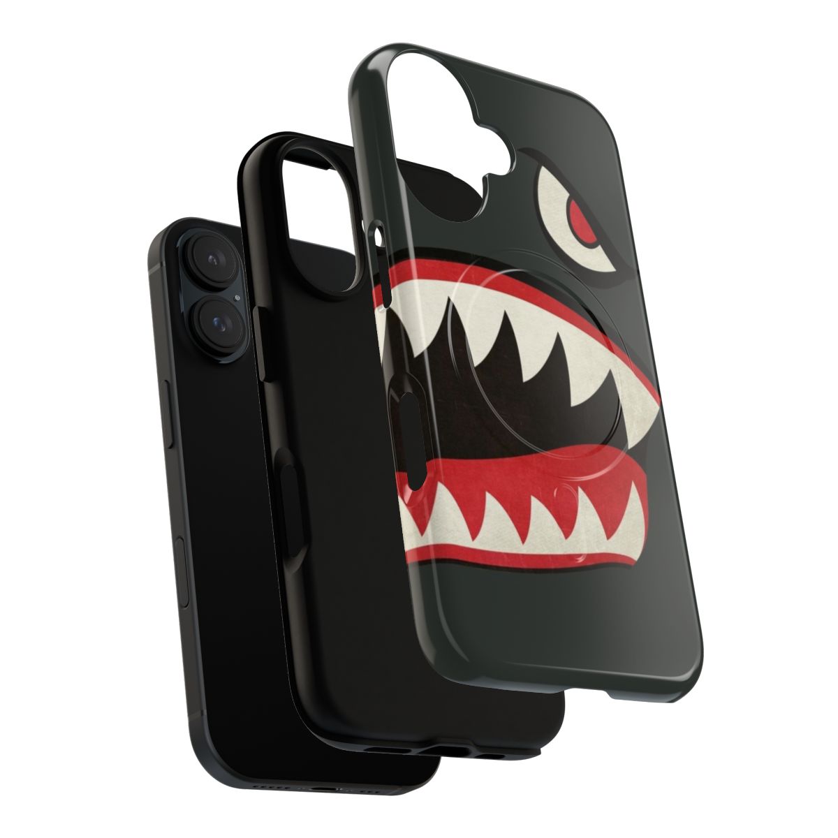 Magnetic phone case featuring vintage-inspired Flying Tigers shark nose art design - Layers