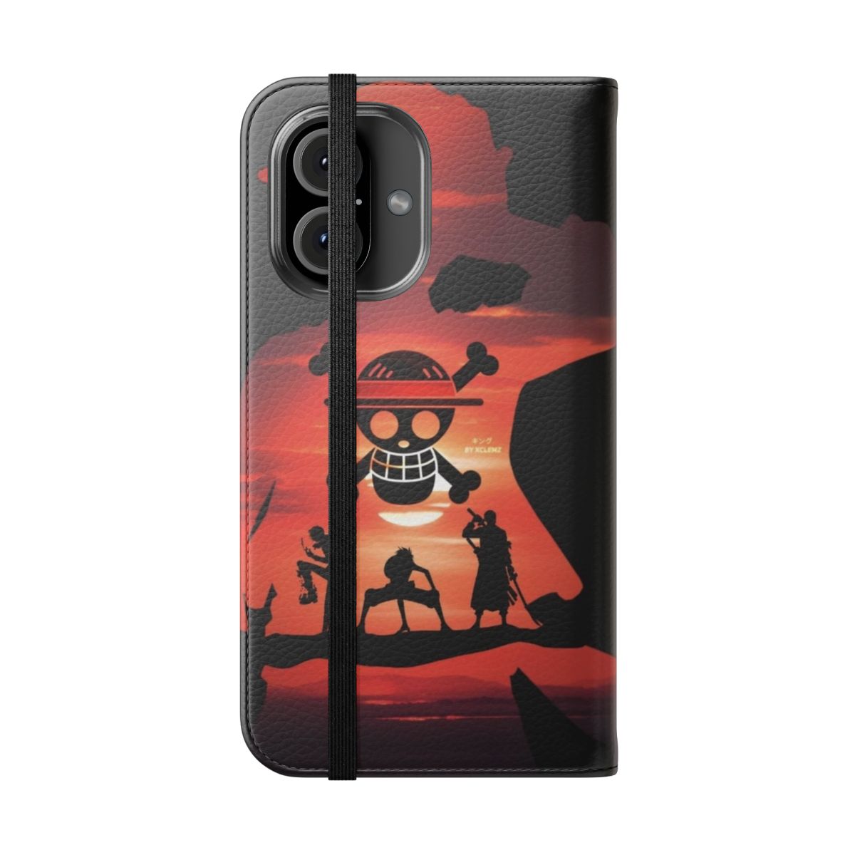 Flip cover phone case with One Piece anime artwork - Folded Front