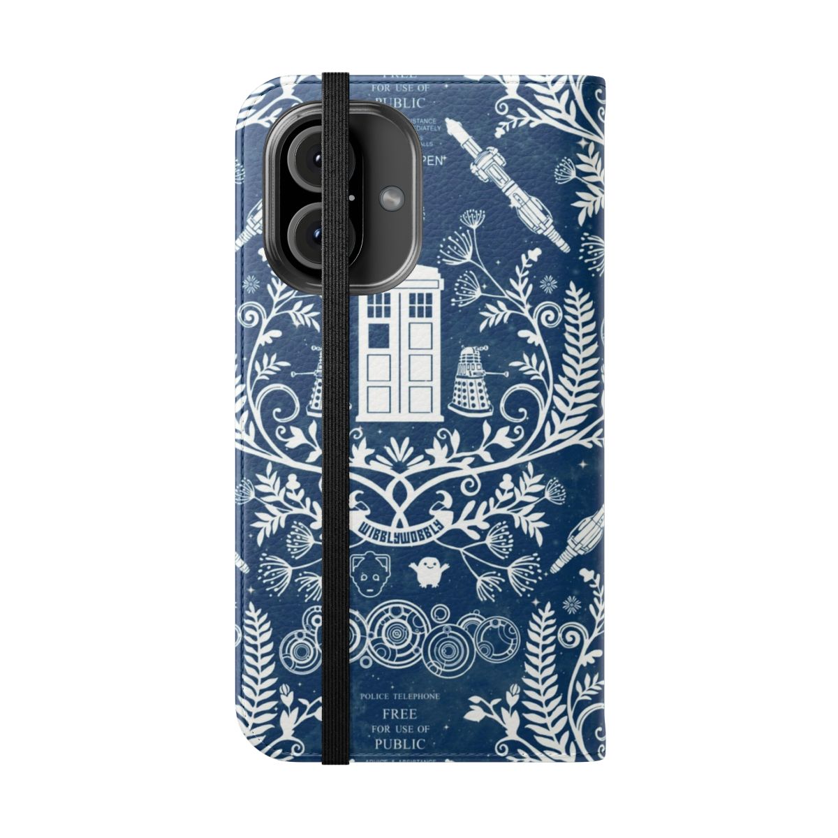 Damask-patterned custom phone case with a science fiction theme - Folded Front