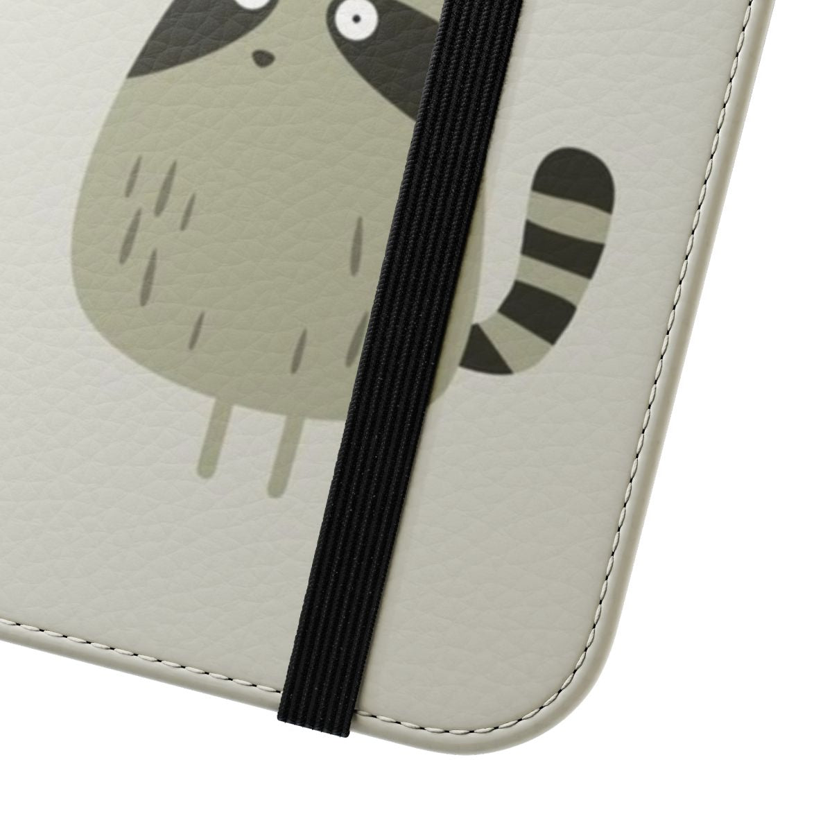 Colorful raccoon-themed phone case with a playful, artistic design - Close Up