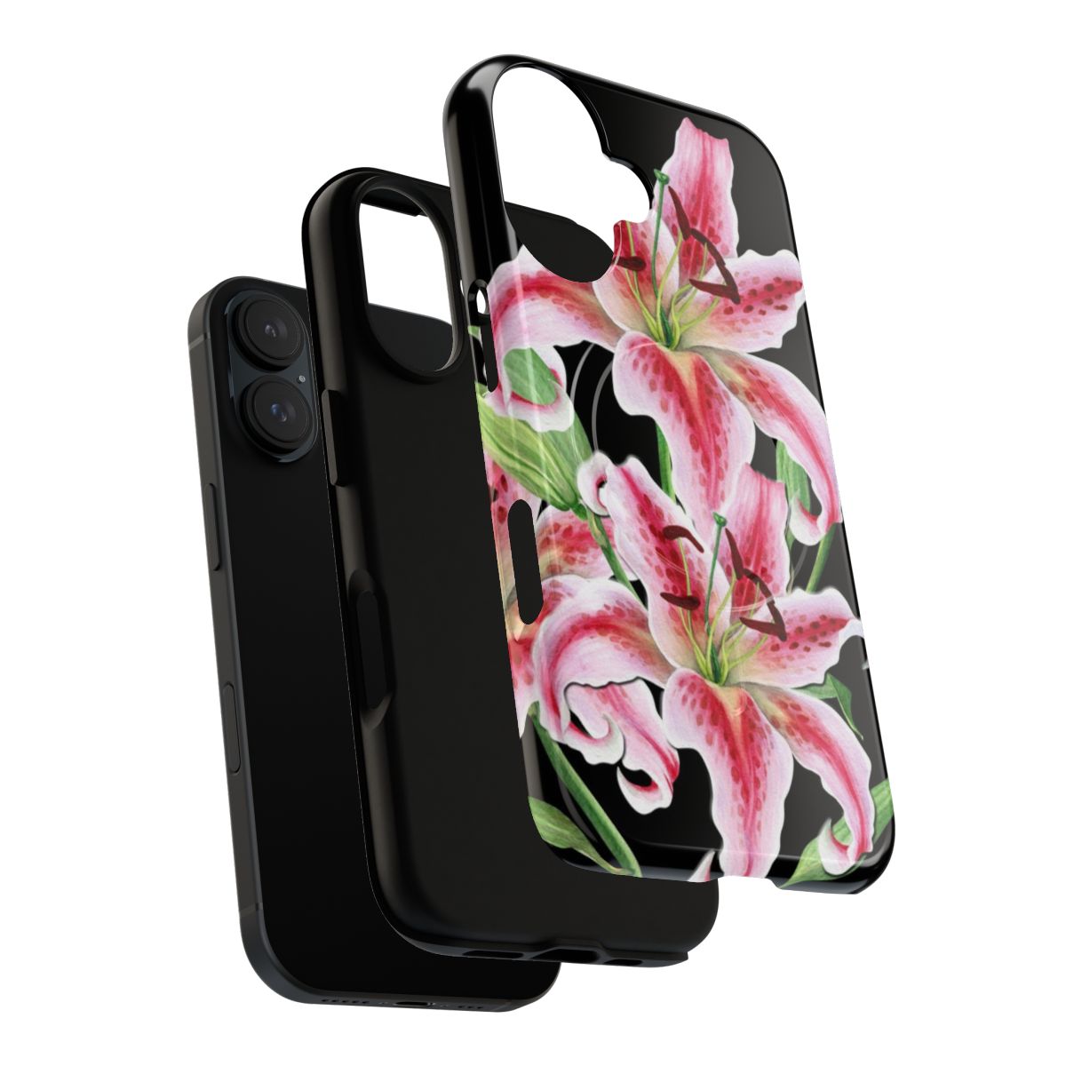 Stargazer lily phone case with magnetic closure - Layers