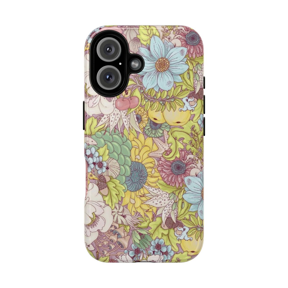 Colorful floral and ocean-themed phone case with magnetic closure