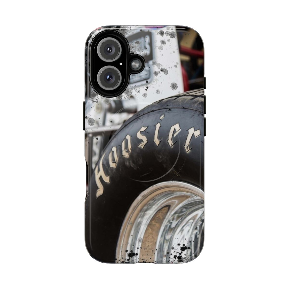 Custom phone case with Hoosier sprint car tire design