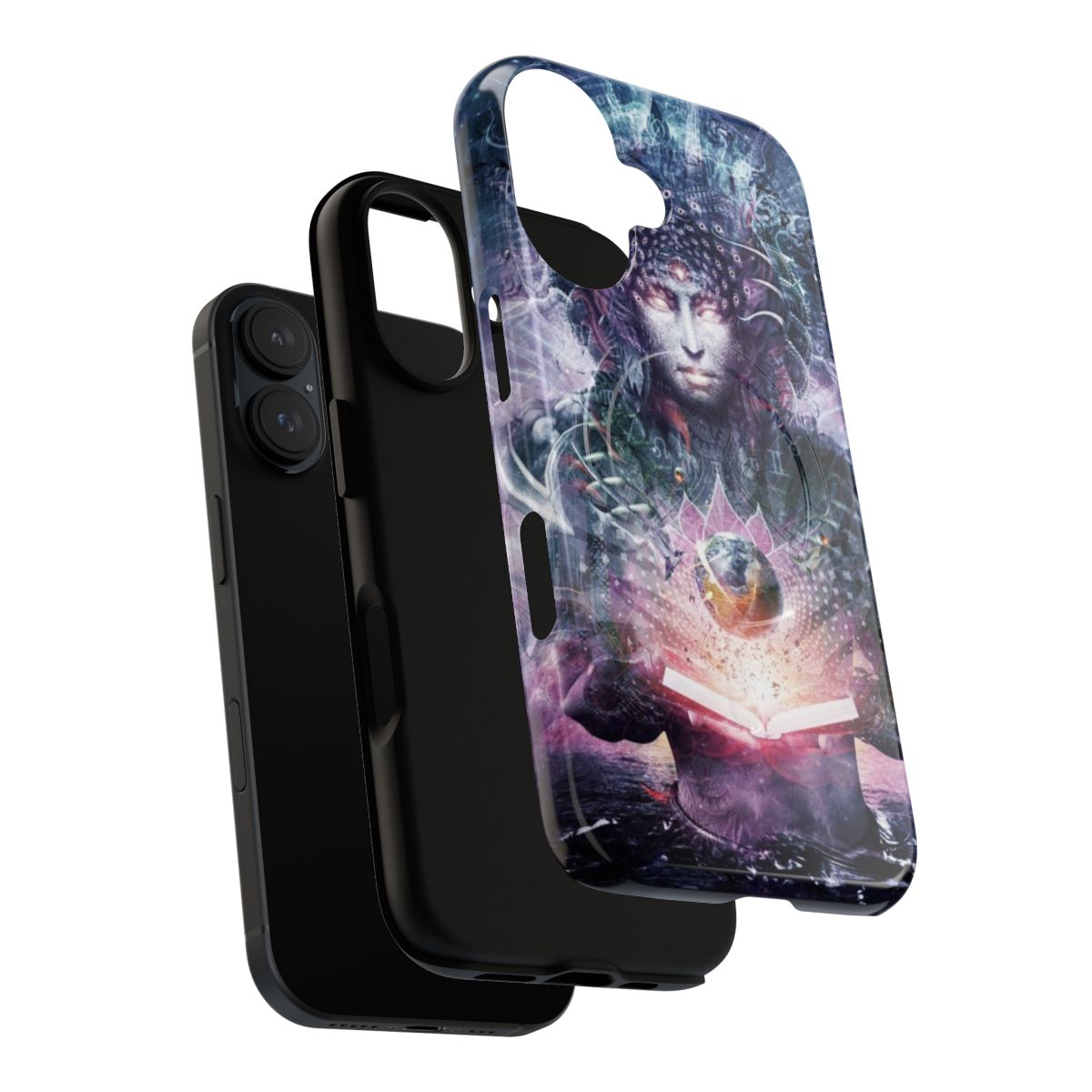 Visionary ocean atlas phone case featuring cosmic, mythical, and Greek mythology inspired artwork - Layers