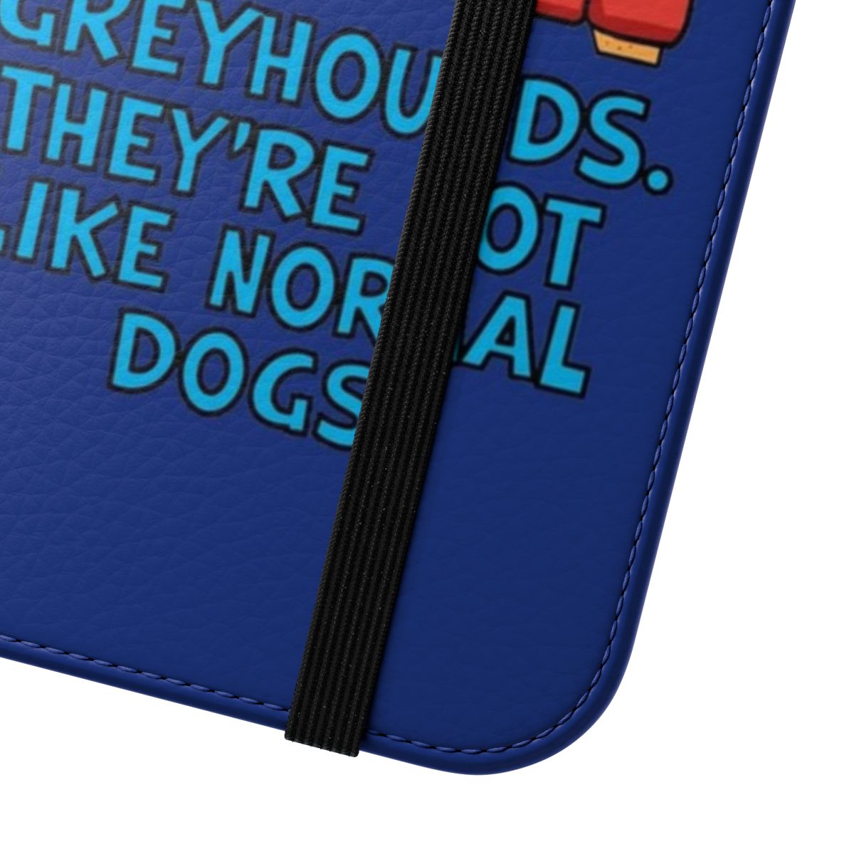 Flip cover phone case featuring a sighthound design by artist Rich Skipworth - Close Up