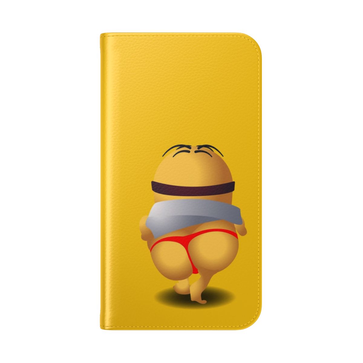 A colorful flip cover phone case featuring the iconic Minions from the Despicable Me franchise. - Folded Back