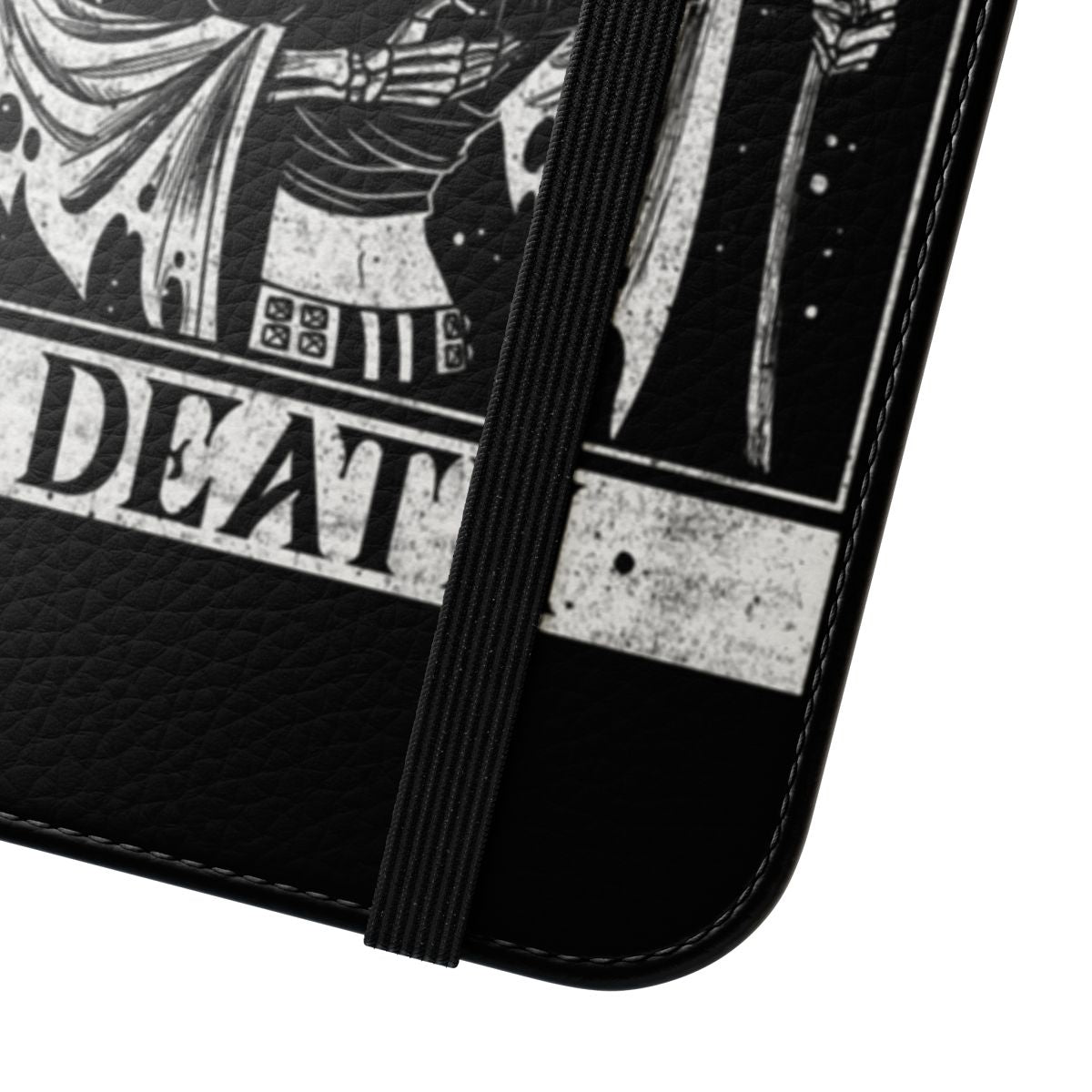 Vintage-style gothic phone case with Grim Reaper tarot card design - Close Up