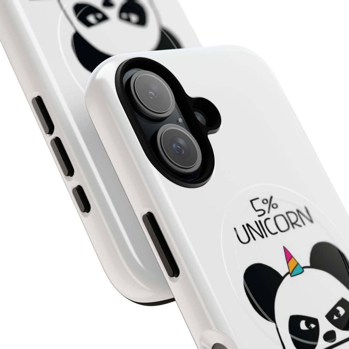 Colorful unicorn, ninja, and panda design on a durable magnetic phone case - Detail