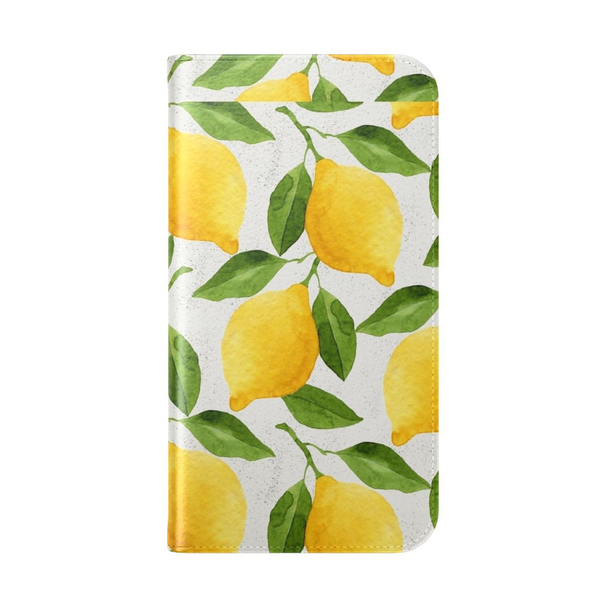 Watercolor illustration of fresh lemons and leaves on a phone case - Folded Back