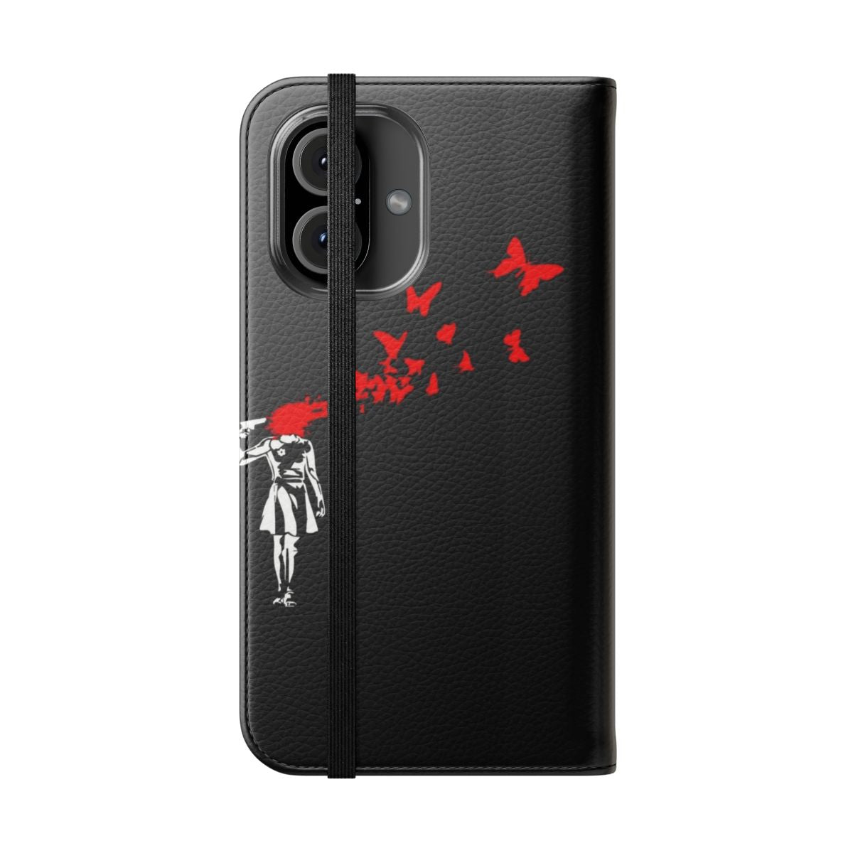 Banksy-inspired artistic butterfly phone case - Folded Front