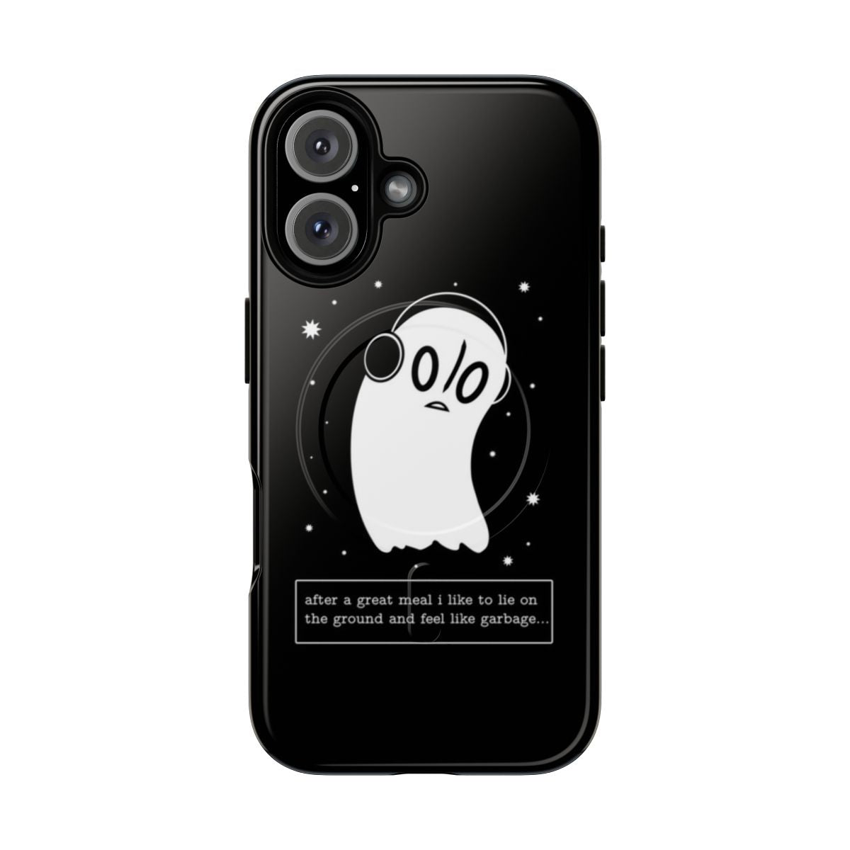 Magnetic tough phone case featuring Napstablook, the lazy ghost character from the indie game Undertale.