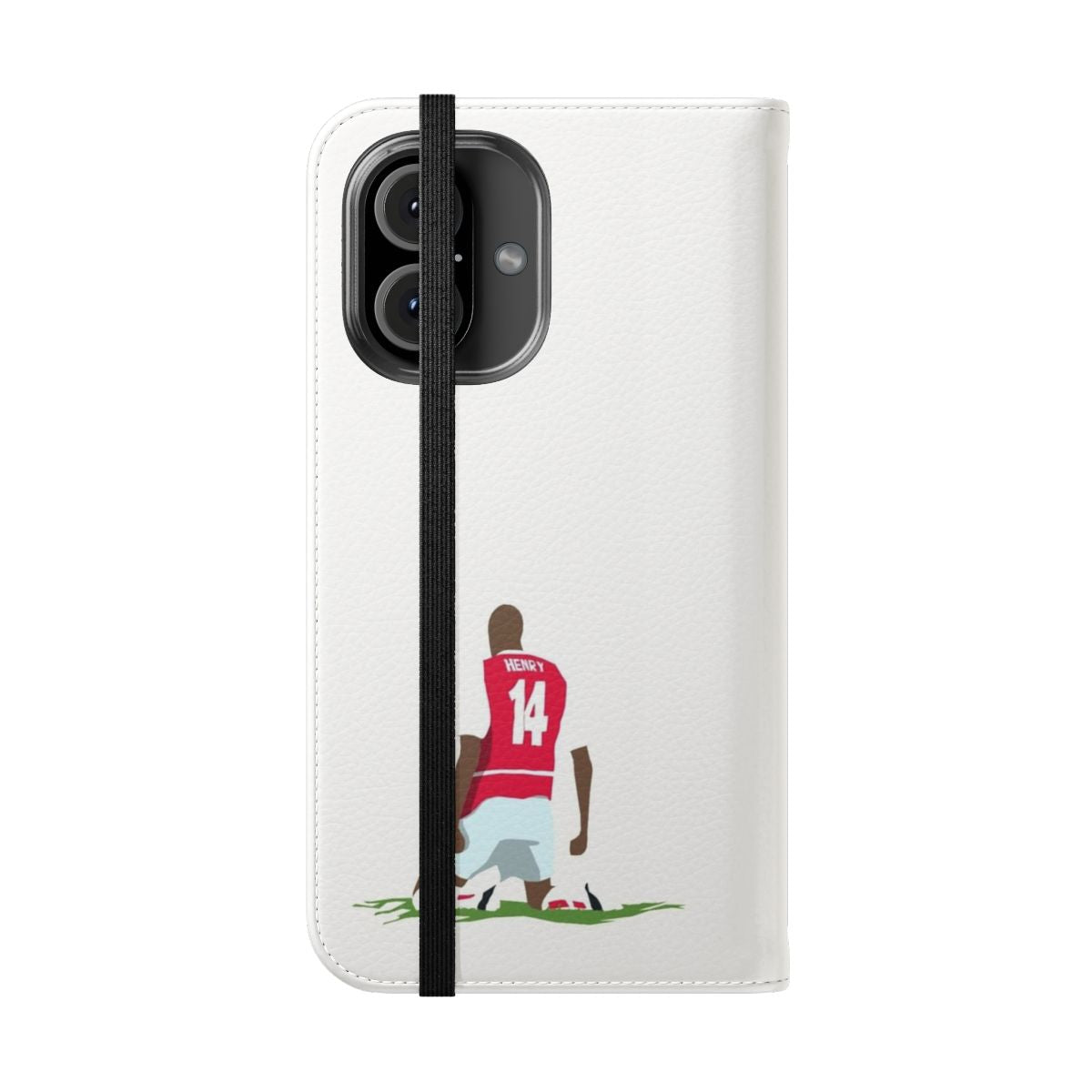 Flip phone case featuring Thierry Henry's iconic goal celebration at White Hart Lane - Folded Front