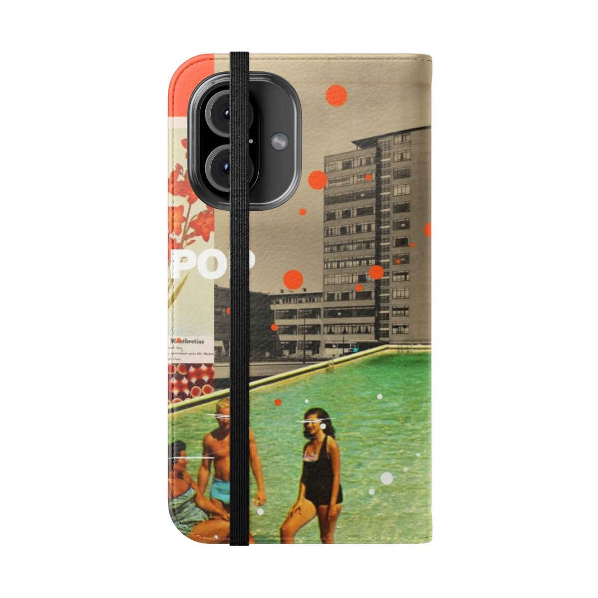 Retro pop art phone case with a vintage floral collage design - Folded Front