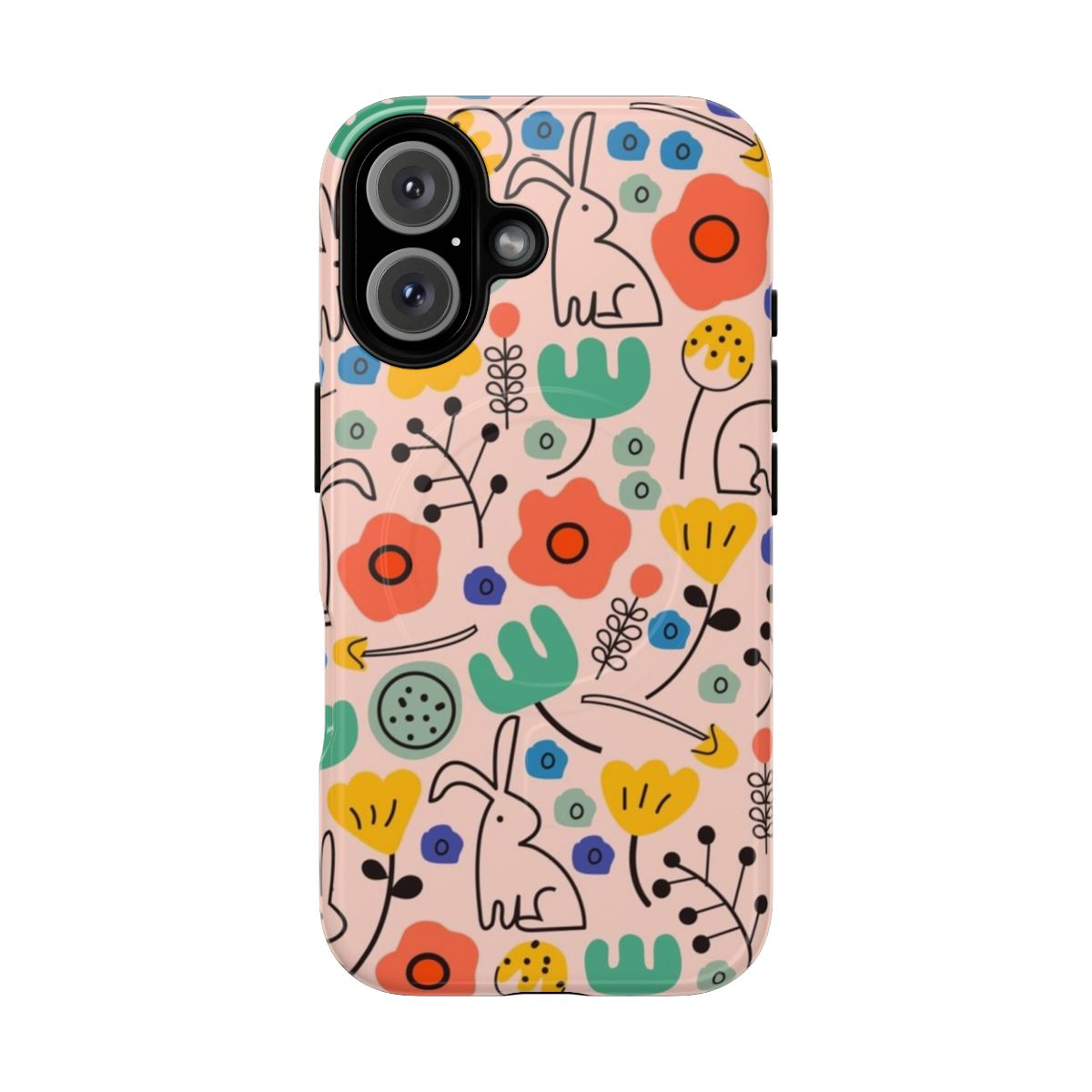 Colorful floral and botanical pattern on a magnetic phone case