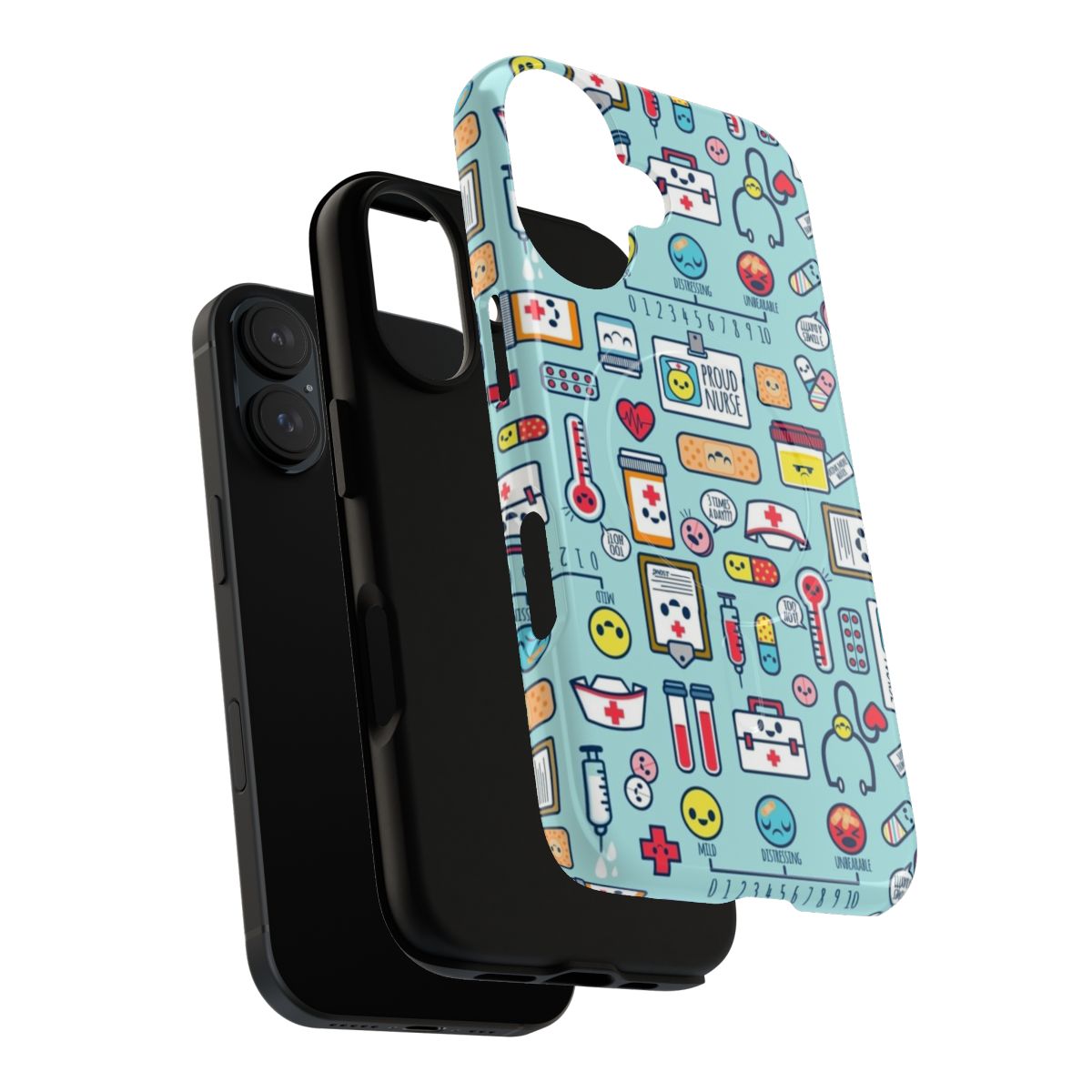 Blue phone case with a cute nurse-themed surface pattern design - Layers