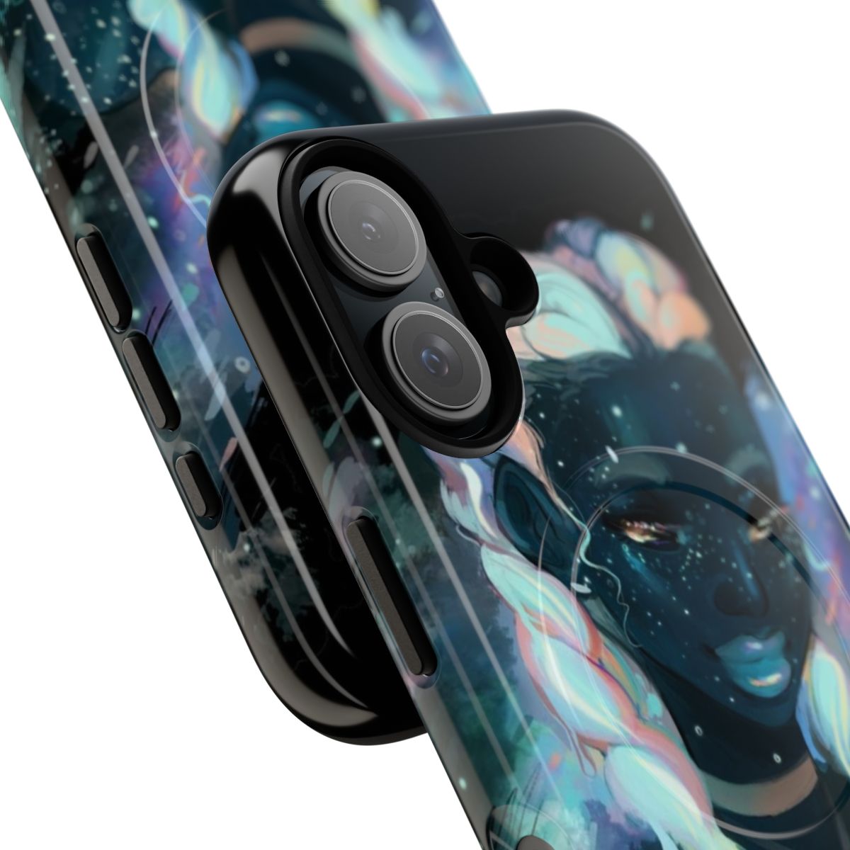 Magnetic phone case featuring an artistic depiction of the Milky Way galaxy - Detail