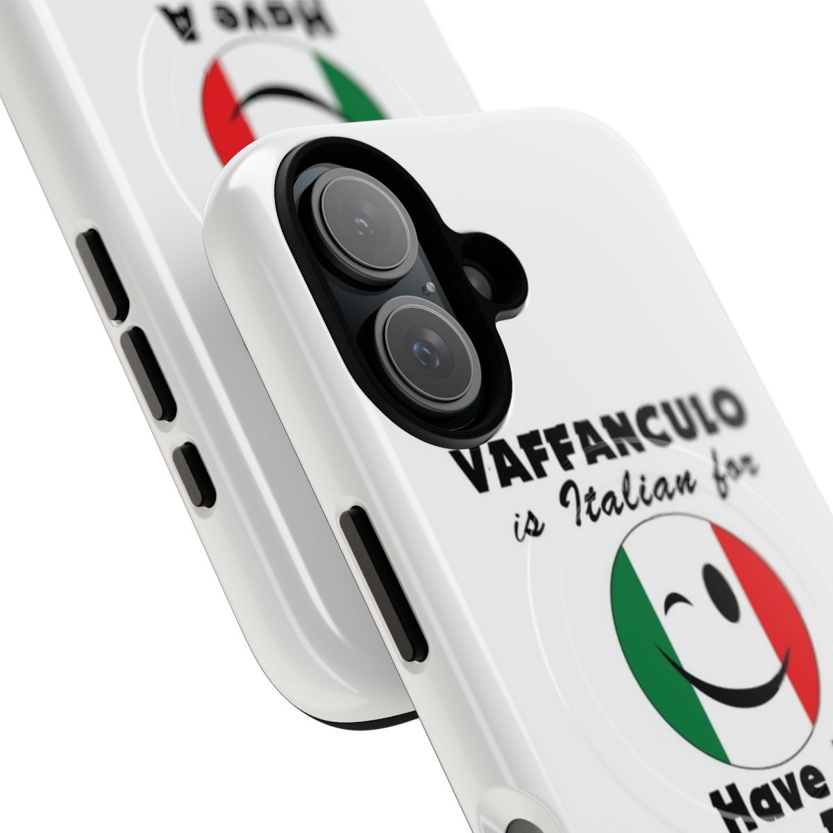 Magnetic tough phone case with humorous Italian-inspired design - Detail