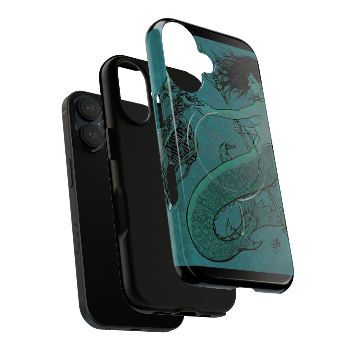 Magnetic tough phone case with fantasy designs including mermaid, skull, and horror elements - Layers