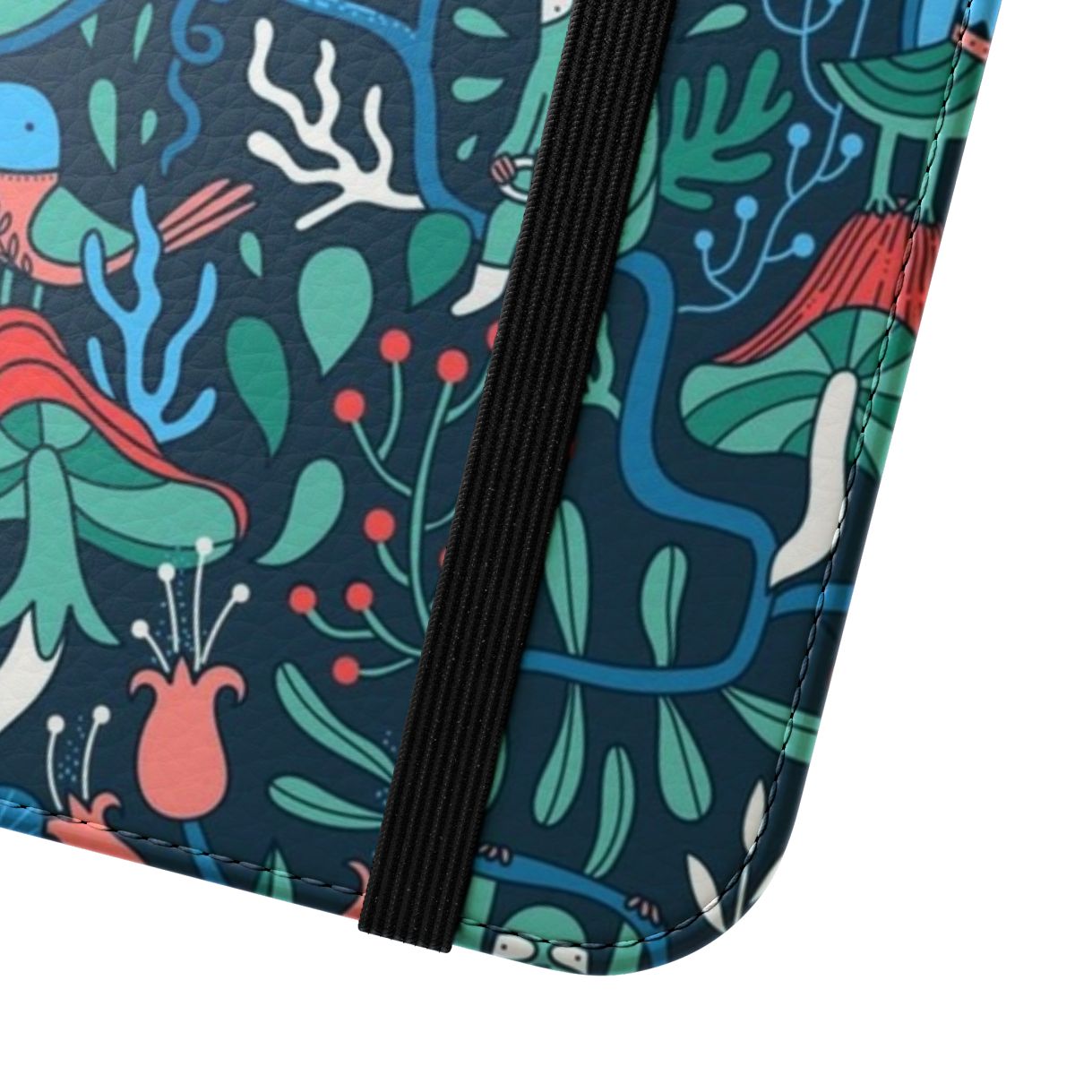 Colorful sloth pattern phone case with tropical flowers and leaves - Close Up