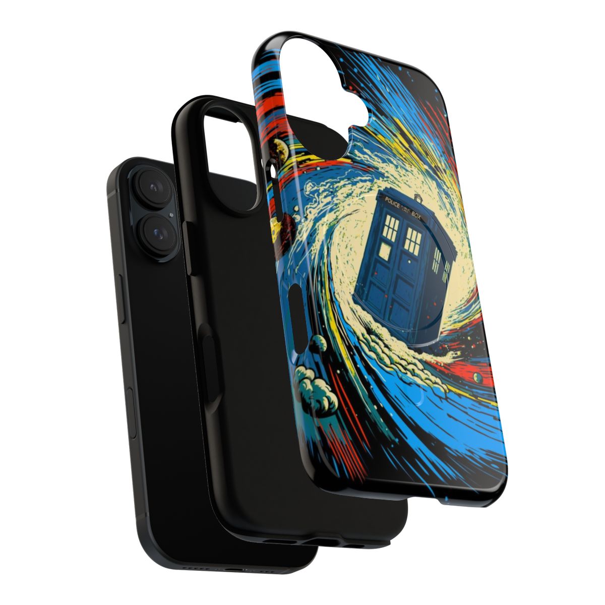 Artistic space and time vortex design on a magnetic tough phone case - Layers