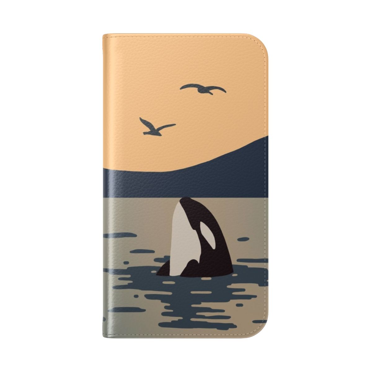 Killer whale Orca design on a smartphone flip cover case - Folded Back