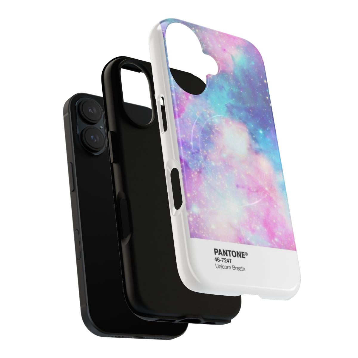 Magnetic phone case with a colorful galaxy unicorn breath design - Layers