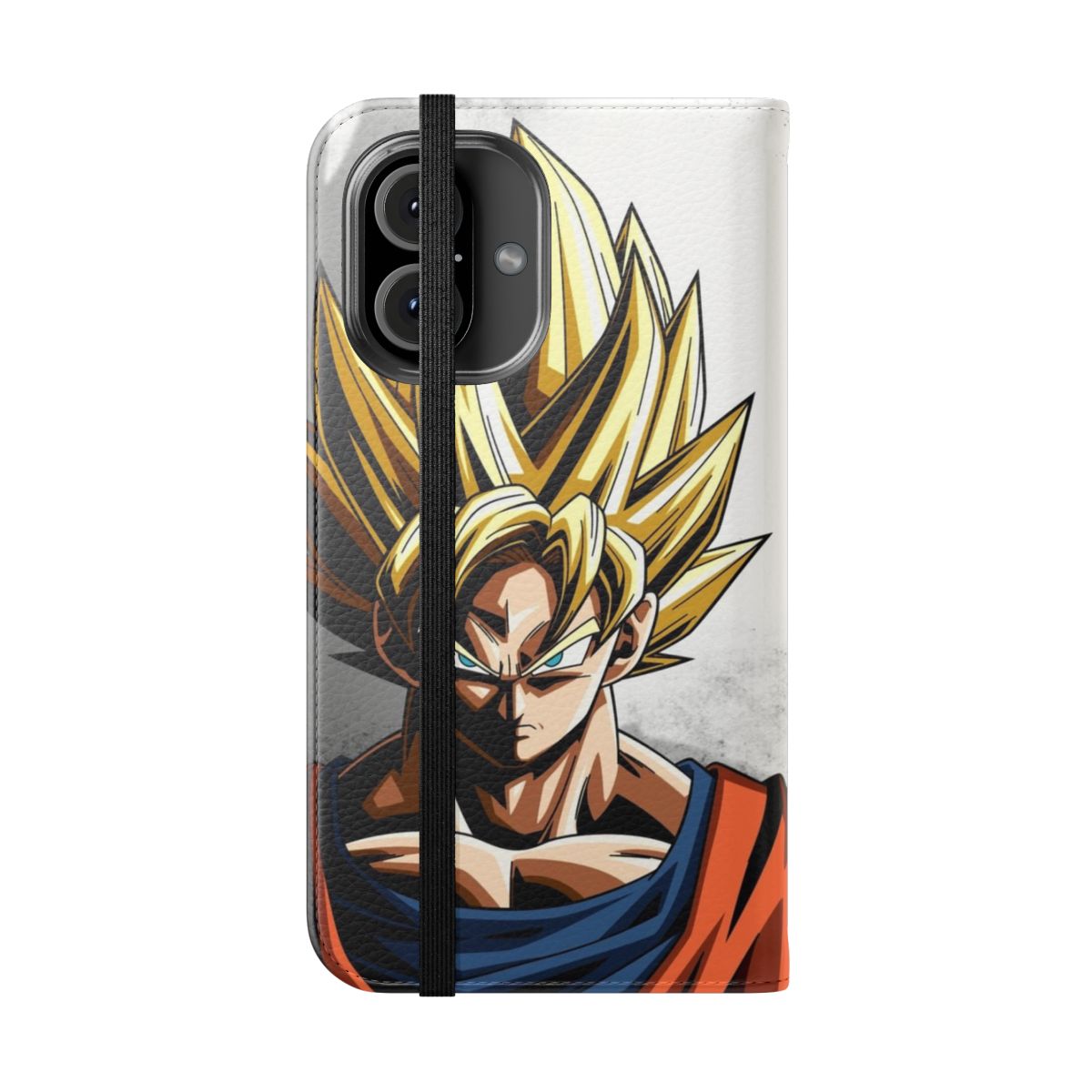 Goku-themed phone case with flip cover design - Folded Front