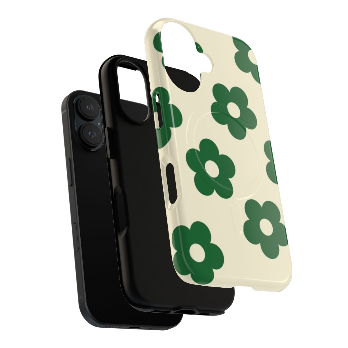 Minimalist design green phone case with floral nature print - Layers