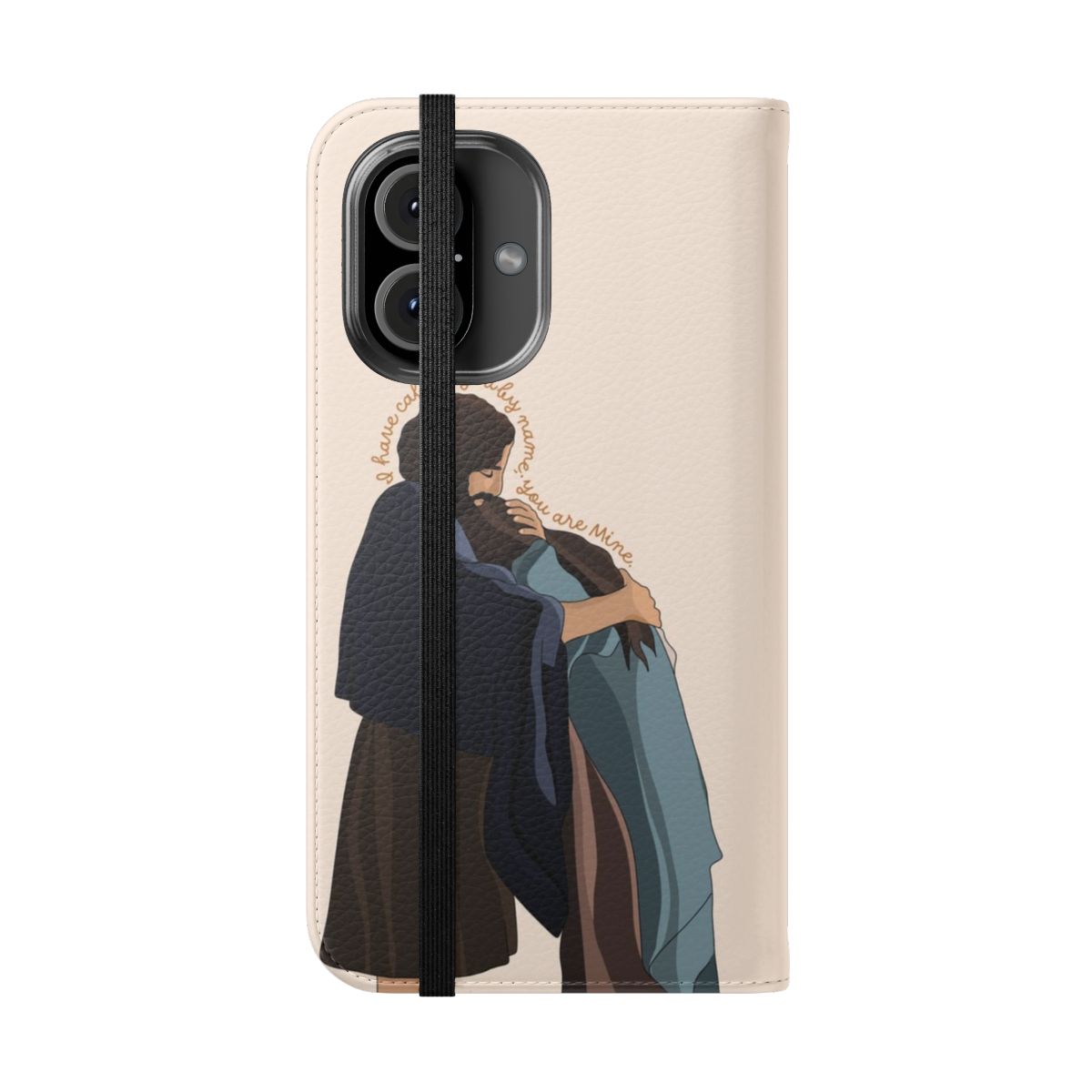 Flip cover phone case featuring imagery and themes from "The Chosen" series - Folded Front