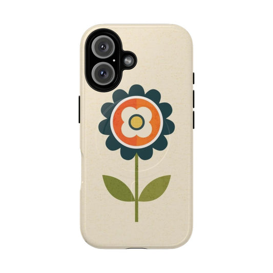 Retro Daisy Orange and Cream Magnetic Tough Phone Cases