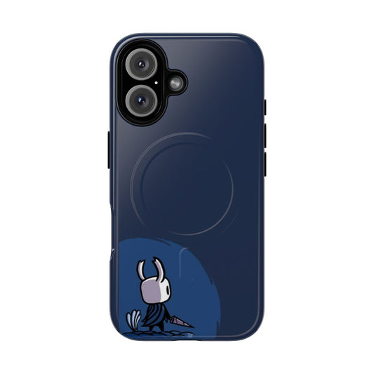 Hollow Knight-themed magnetic phone case featuring the iconic Ghost of Hallownest