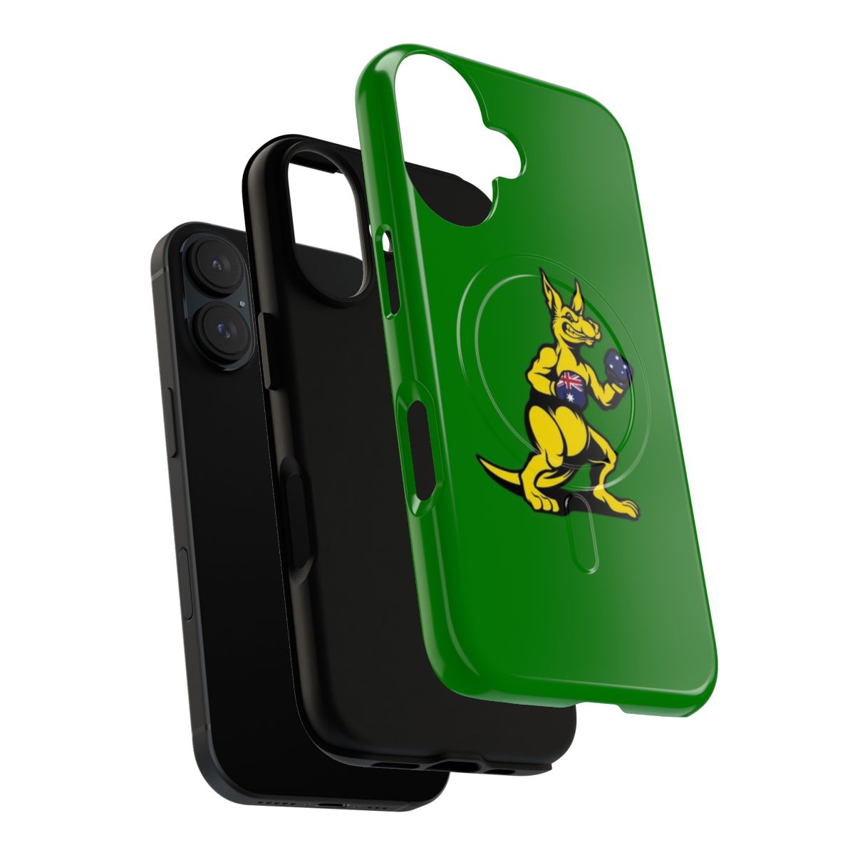 Vibrant illustration of an Australian boxing kangaroo on a magnetic protective phone case - Layers