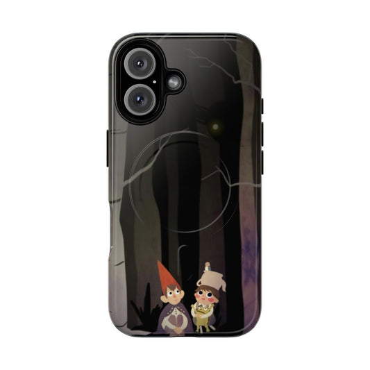 Over the Garden Wall-inspired phone case with dark, creepy forest imagery