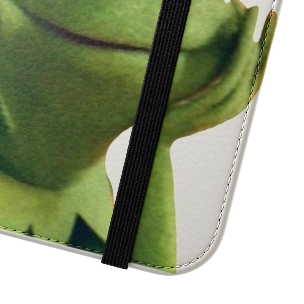 Kermit the Frog inspired flip phone case with a fun and playful design - Close Up