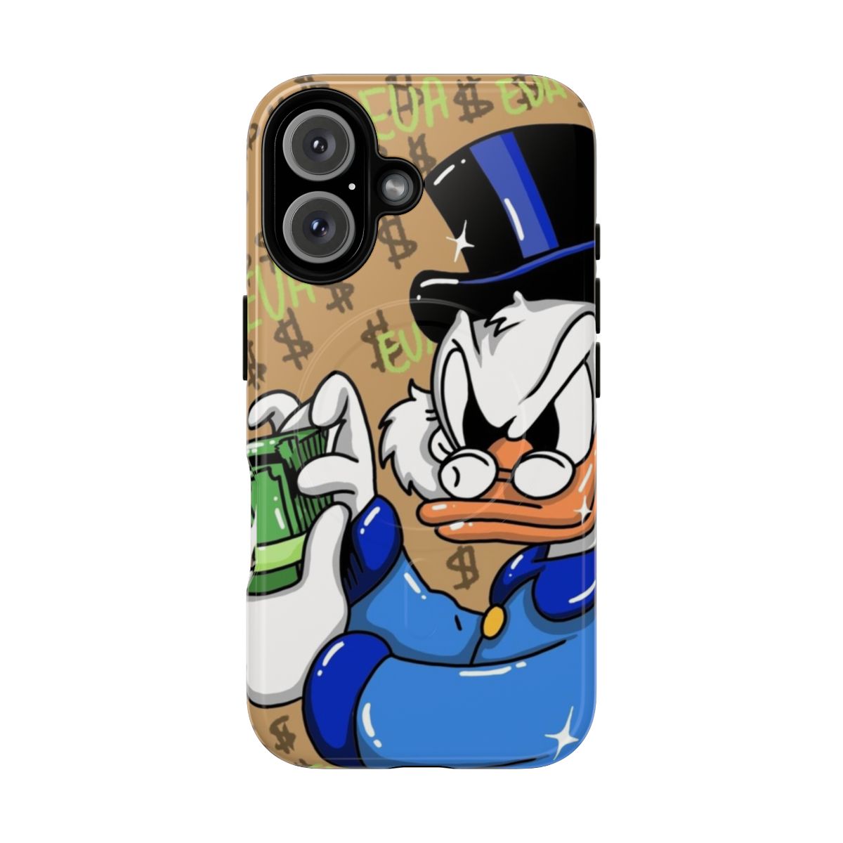 Vintage-inspired phone case featuring Scrooge McDuck and money