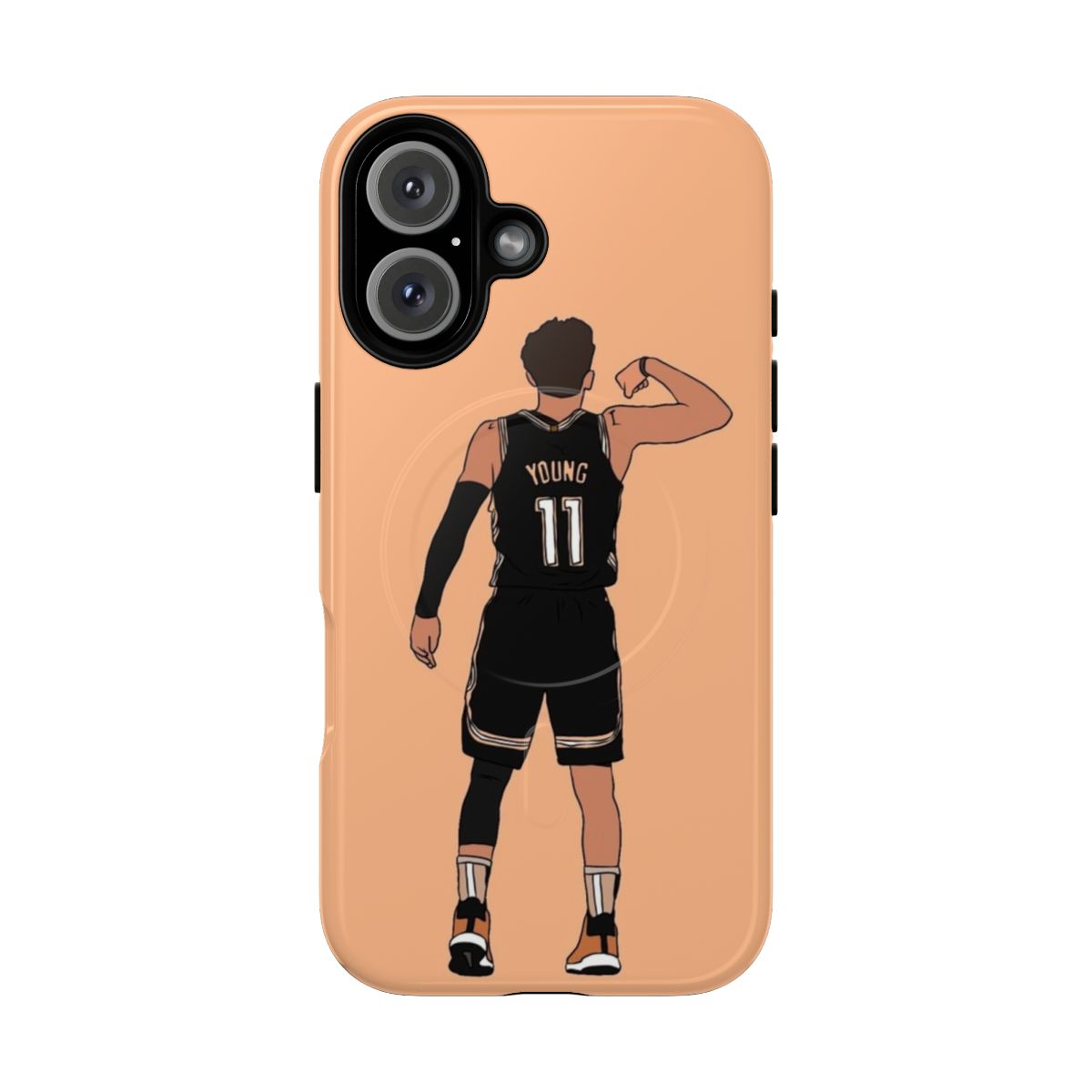 Trae Young-inspired flex magnetic phone case with basketball graphics