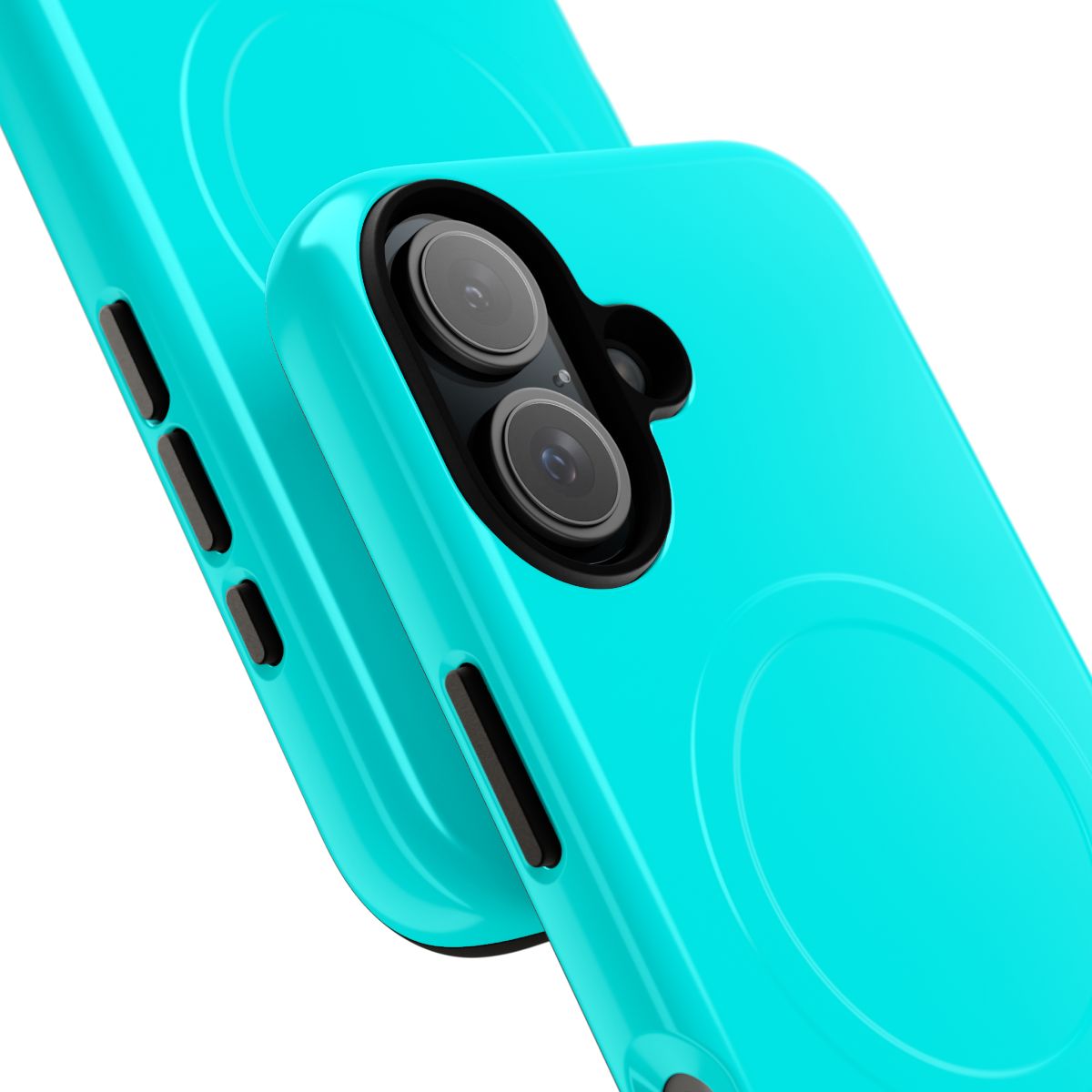 Solid cyan-colored phone case with a modern, minimalist design - Detail