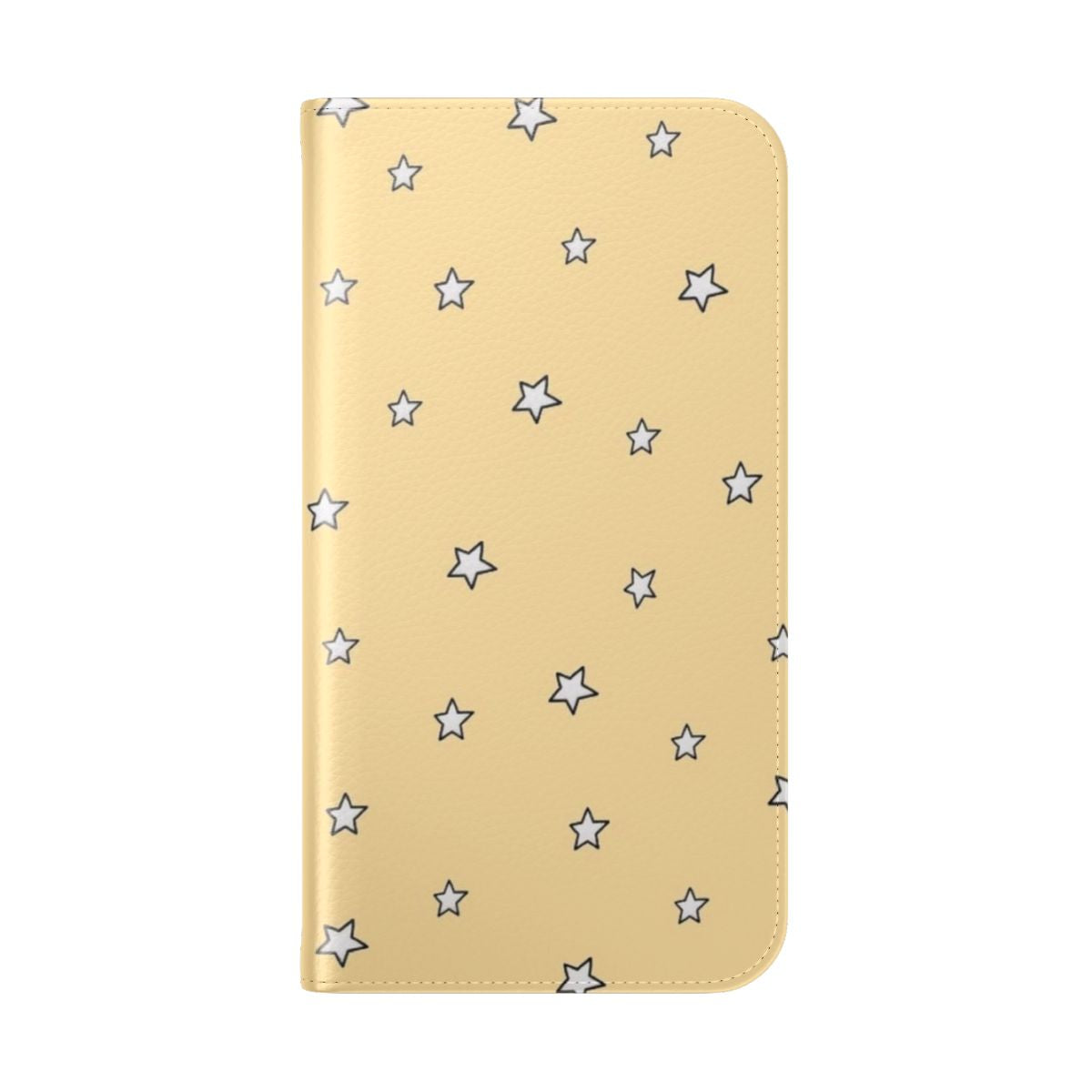 Trendy stars phone case with a vibrant yellow and white design for a chic aesthetic - Folded Back